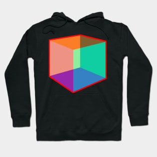 Color Cube Pattern on Red Hoodie